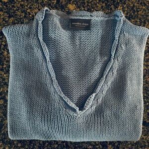 Wooden Ships Scalloped V Sweater, Beach Sky Blue - Size M/L